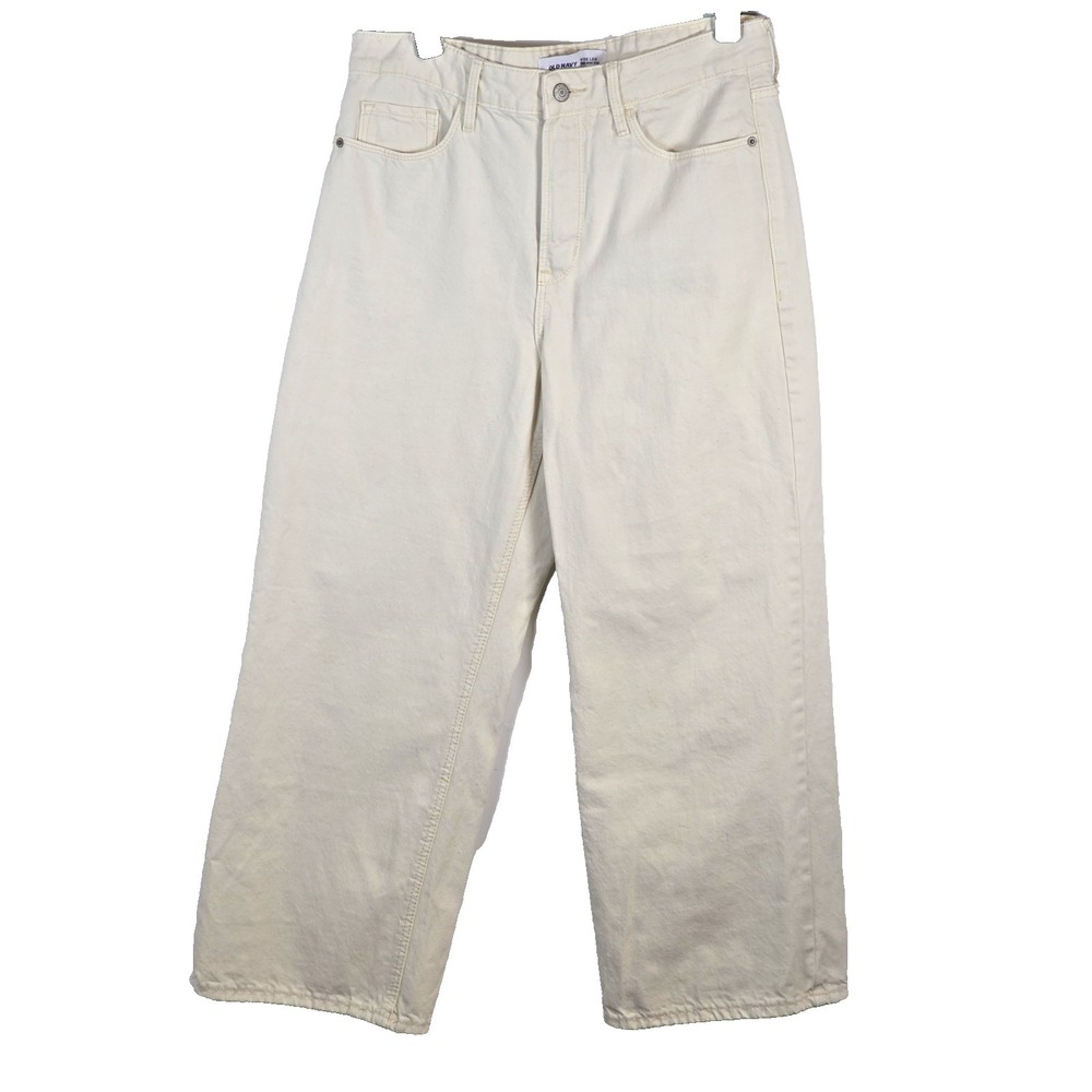 Old Navy Womens Size 8 Wide Leg Ultra High Rise Beige Cotton Denim Pants Neutral